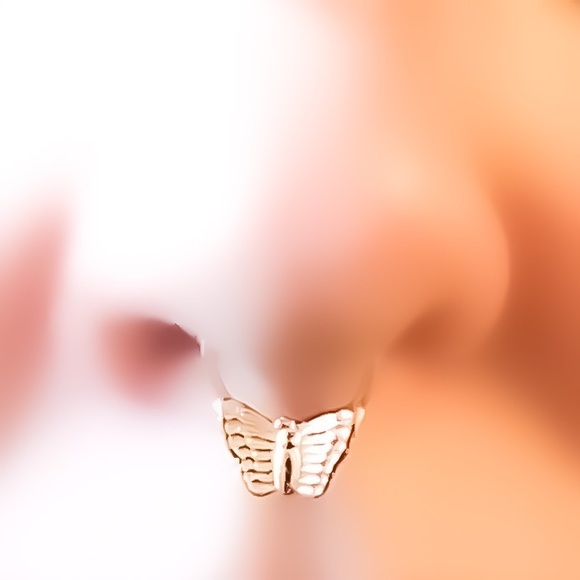 Moodtherapy Jewelry - Cute Butterfly Septum & Nipple Ring or Daith Cartilage Hoop Earring 20G 18G 16G
